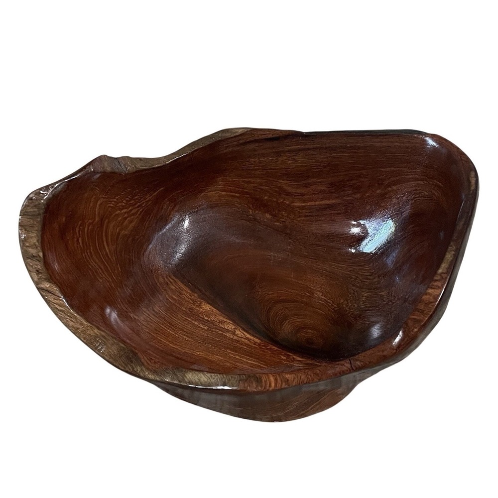 VTG MCM Natural Live Edge Center Piece Wood Console Bowl 10.5X8X5 Boho Primitive